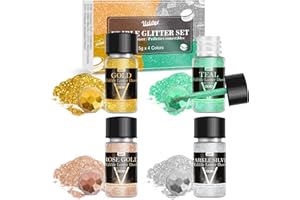Edible Glitter - 4 Colors Food Grade Luster Dust Edible Set, Halloween Edible Glitter for Drink, Candy, Cocktail, Cupcake, Co