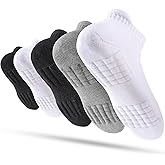Kvckyyd Women's Ankle Athletic Running Socks, Cotton Cushioned Anti-Blister Breathable Socks (5 Pairs)
