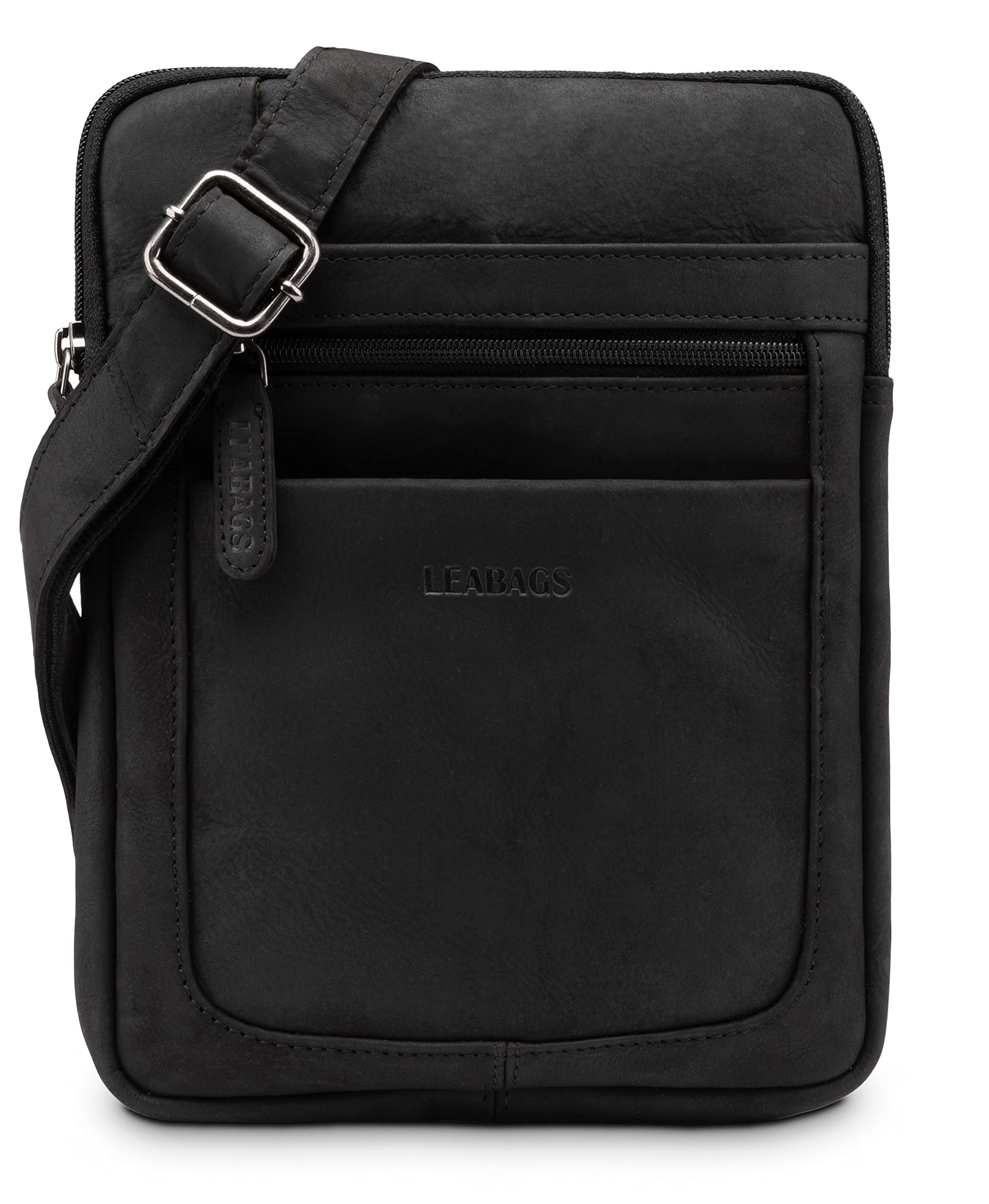 LEABAGS Detroit Leather Shoulder Bag I Small Genuine Buffalo Leather Shoulder Bag with Vintage Look I Messenger Bag I Office Bag I Business Bag I Men's Handbag I 21x26x2 cm