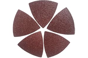 XXGO 3-1/8" 80mm 60 Pcs 60 Grits Triangular Hook & Loop Abrasive Multi Tool Sandpaper for Wood Sanding Fit 3-1/8 Inch Oscillating Multi Tool Sanding Pads XG802060