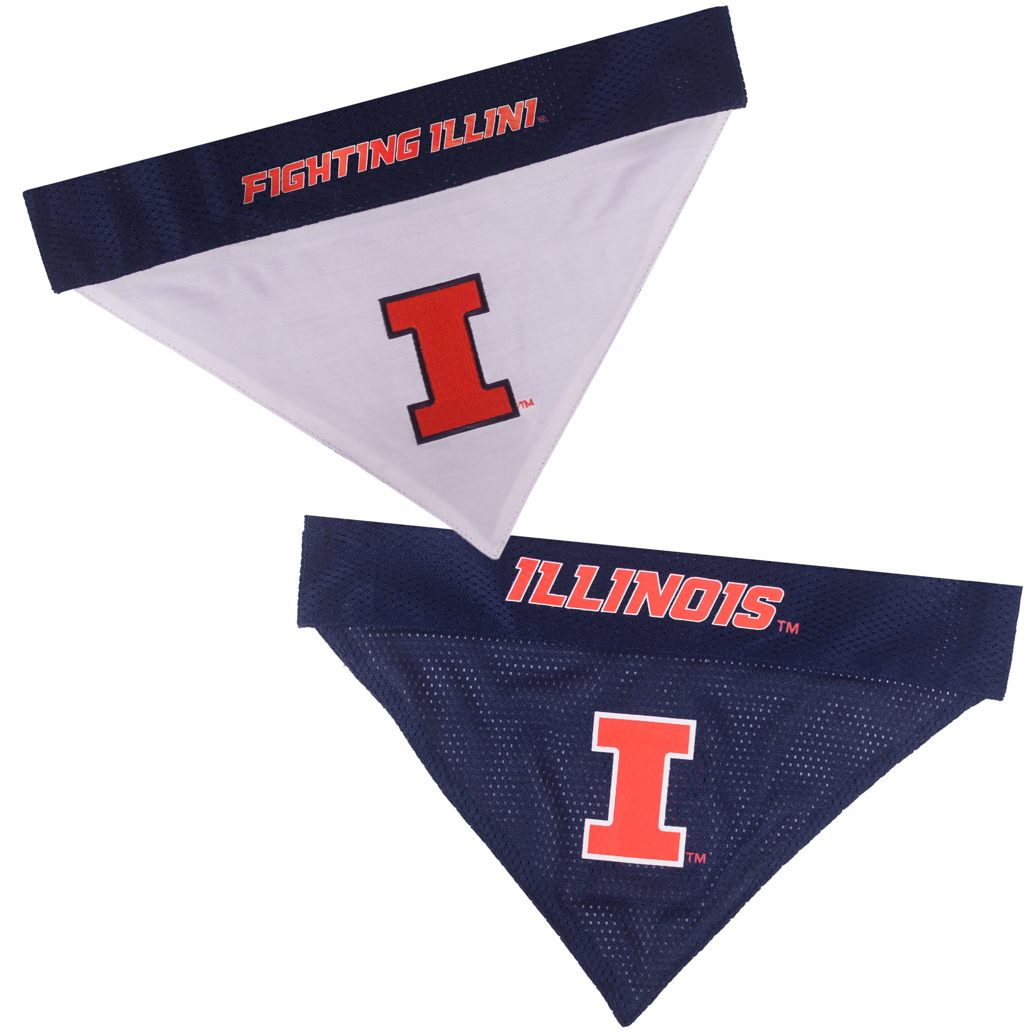 Pets First Collegiate Pet Accessories, Reversible Bandana, Illinois Fighting Illini, Small/Medium