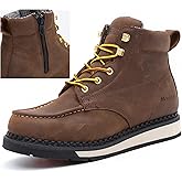 MWORK Men's 6 Inch Soft Moc Toe Work Boot, Premium Full-Grain Leather, Abrasion & Oil & Slip Toughest Wedge Sole, EH Rated, Arch Support Anti Fatigue