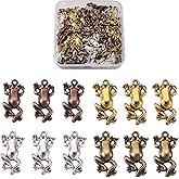 Pandahall 120Pcs Frog Tibetan Style Alloy Charms 21x12x3mm 4 Colors Metal Frog Animal Theme Pendants for DIY Jewelry Making Handmade Craft