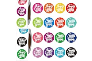 Vemfare Jesus Loves You Stickers - 1000 Pcs Christian Religious Stickers, Colorful Waterproof Religion Sticker Roll for Scrap