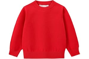 AIWUHE Toddler Sweater Boys Girls Cotton Light Sweaters Knit Pullover Sweatshirt Long Sleeve Crew Neck Solid Casual Tops 1-6Y
