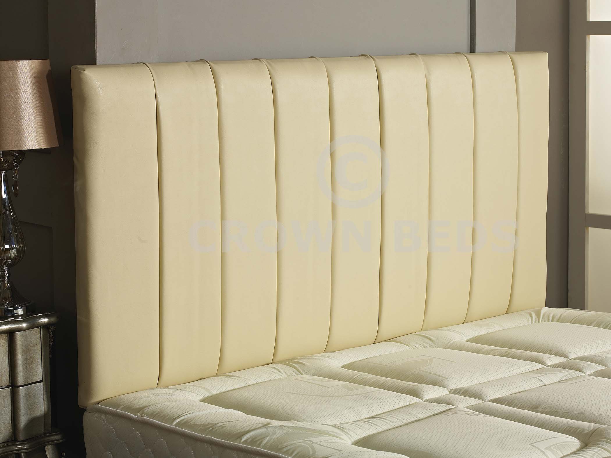 CROWNBEDSUK QUALITY APOLLO FAUX LEATHER HEADBOARD (cream, 5ft kingsize)