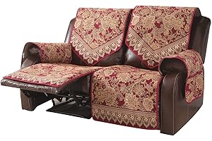 LUFEIJIASHI Waterproof Recliner Sofa Covers Non-Slip Recliner Couch Covers for 2 seat, Split Washable Jacquard Reclining Couch Covers Furniture Protecto (RED, 2 Seater)