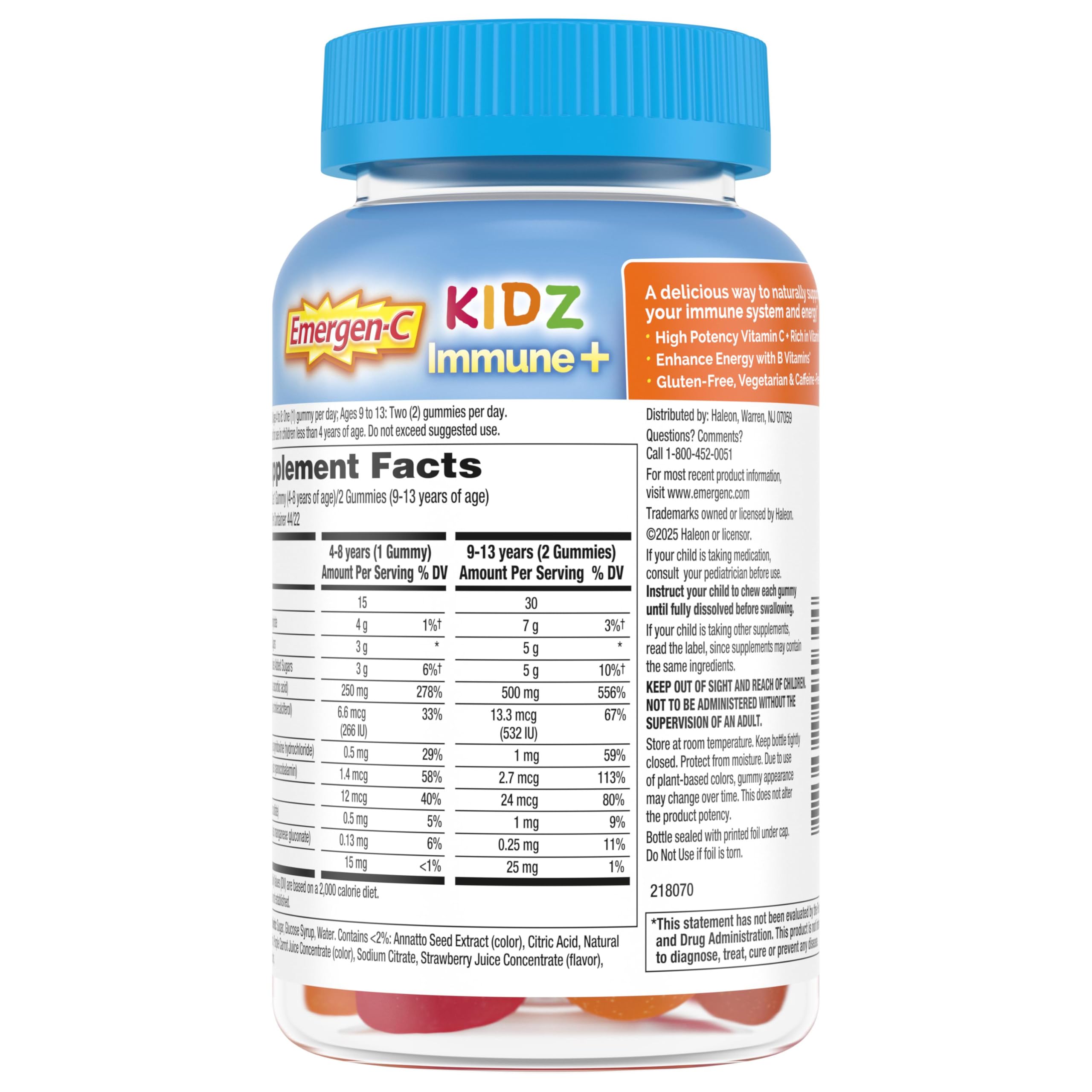 Emergen-C Kidz Vitamin C Immune Support Gummies Fun-Tastic Fruit 44CT includes Zinc, Manganese, B Vitamins and Vitamin D for Back to School Essentials