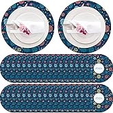 Sepaitila 50 Pieces Disposable Placemats 13" Round Ocean Theme Place Mats Nonslip Paper Table Mats for Dinner Wedding Party Decor