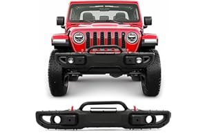 KUAFU Front Bumper Compatible with 2018-2025 Jeep Wrangler JL 2020-2025 Jeep Gladiator JT 10th Anniversary Style 2DR 4DR Mode