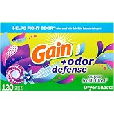 Gain Dryer Sheets Plus Odor Defense, Super Fresh Blast Scent, 120 Count, Helps fight static and odor, laundry sheets