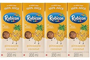 Rubicon Kids Pineapple Coconut Juice | Pack of 4, 200mL Box | 100% Blend of Apple, Pineapple & Coconut | No Added Sugar or Pr