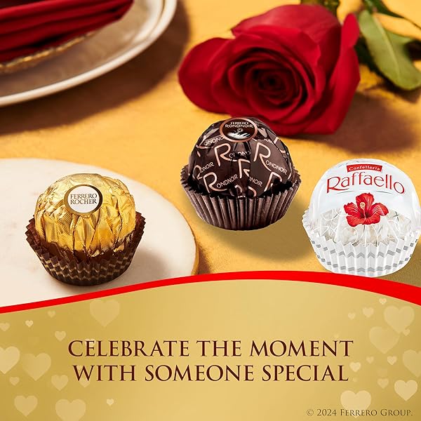 FERRERO COLLECTION VALENTINE’S DAY HEART GIFT BOX, 16 ASSORTED HAZELNUT, DARK CHOCOLATE AND COCONUT TREATS, 6.1 OZ