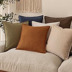 Foindtower Set of 2, Decorative Linen Soild Throw