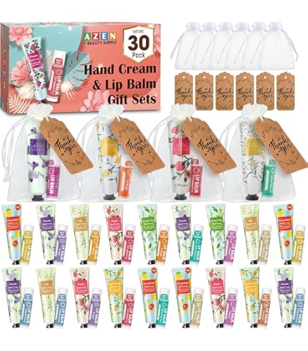 Orm × BLOSSOMIN ハンドクリーム特典セット Amazon.com : AZEN 8 Sets Bulk Gifts, Hand Cream and Lip Balm Bulk