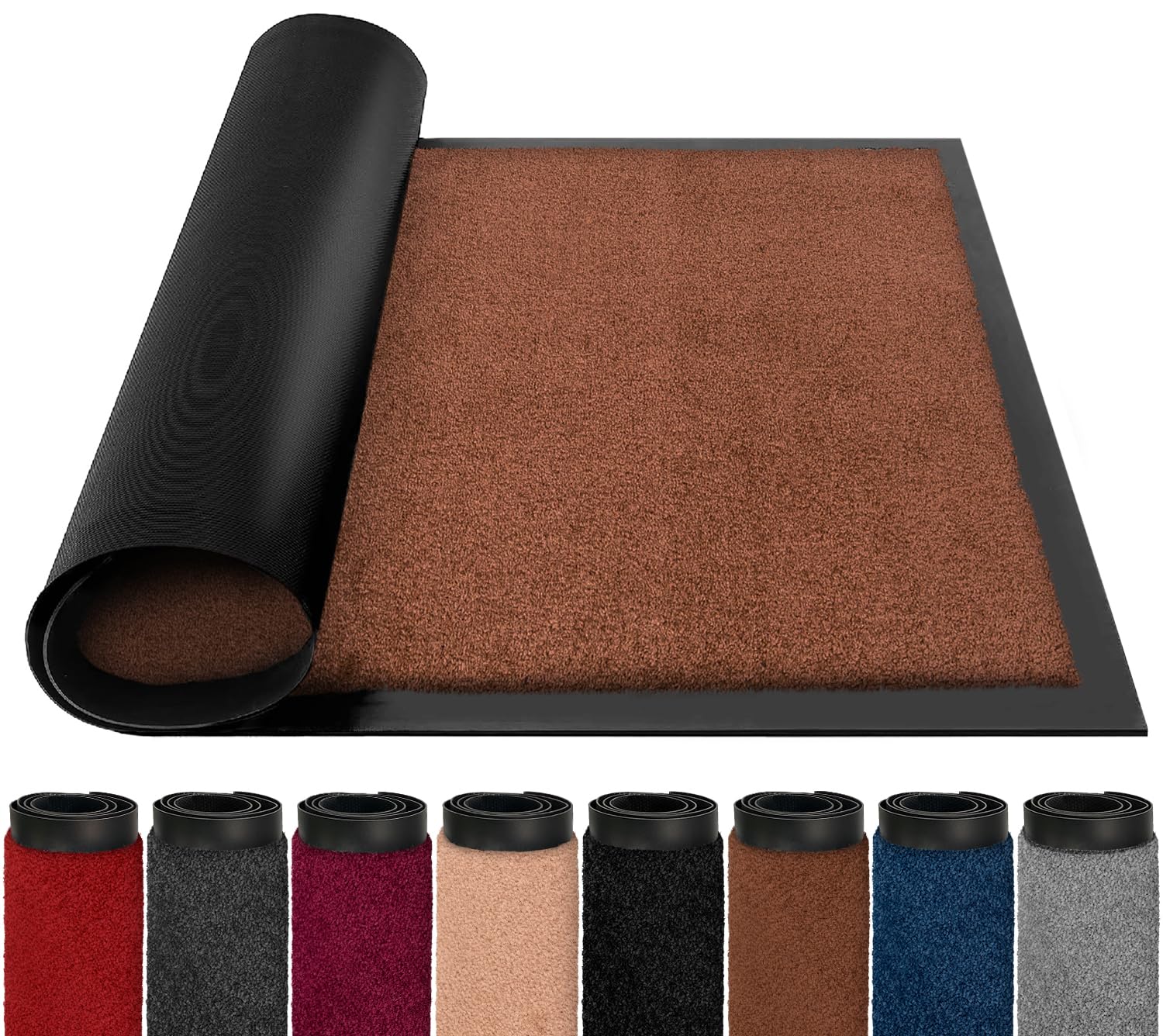 BLADO Door Mats Indoor Outdoor Heavy Duty Dirt Trapper - Non Slip Washable Door Mat with Rubber Backing Super Absorbent Floor Mat for Home, Offices (60cm x 90cm, Brown)