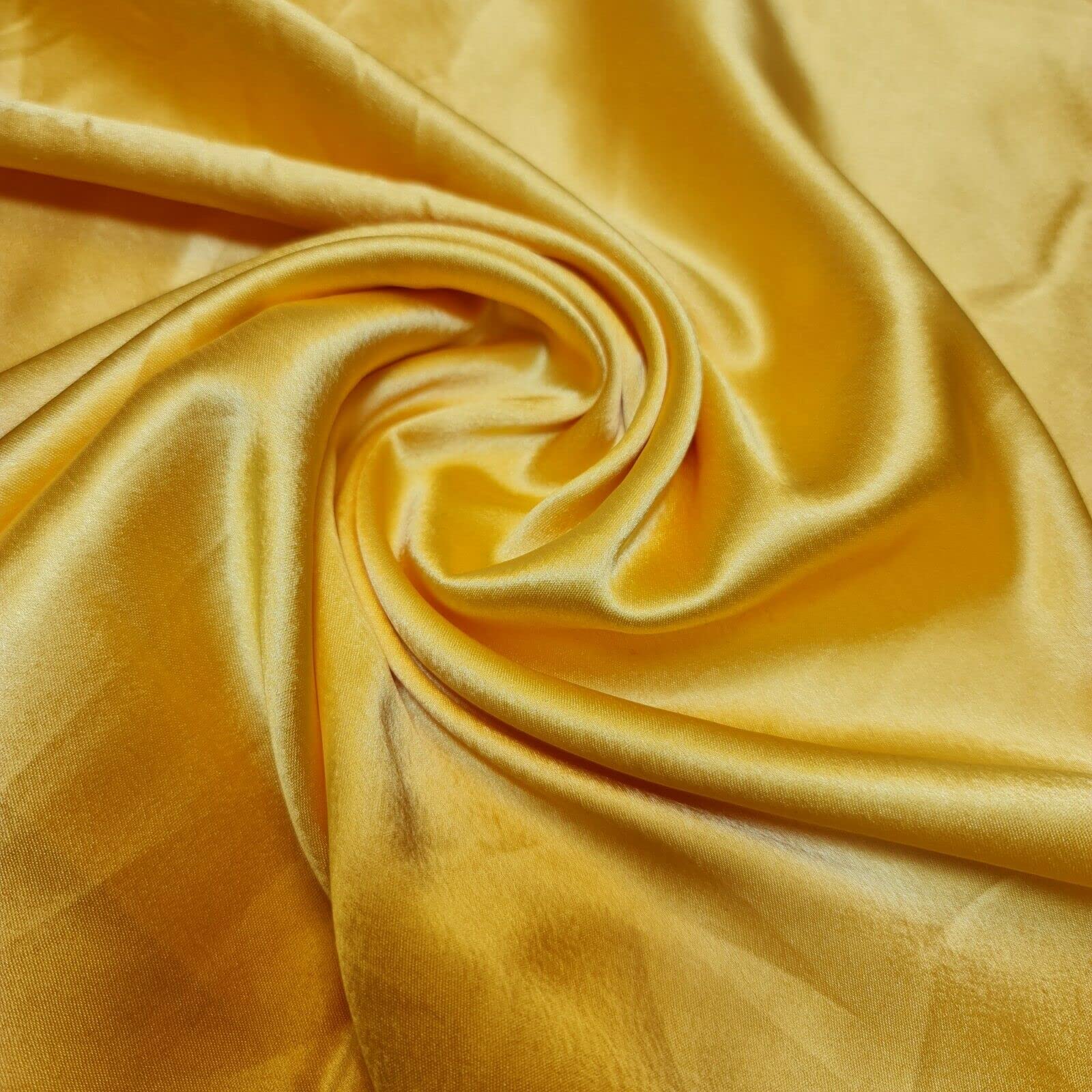 Glossy Charmeuse Silk Satin Bridal Dress Polyester Lining Craft Fabric 44" Meter (5 Meter, Yellow)