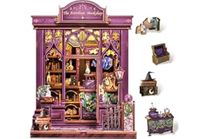 Cutefun Book Nook Kit - DIY Miniature Dollhouse Booknook Kit for Adults and Teens, Tiny House Bookshelf Insert Decor with LED Light, Gifts for Family and Friends (The Astrology Bookshop)