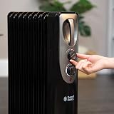 Russell Hobbs 2kW Oil Filled Radiator 9 Fin Portable Heater Black -AZ view 6