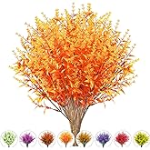 NOV FIRE 10 Bundles Artificial Fall Flowers for Outdoors,UV Resistant Fake Lavender Flowers Outdoor Faux Plastic Plants Flower for Indoor Outdoor Home Decoration(Gold Yellow)