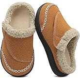 LeIsfIt Toddler Slippers Boys Girls Moccasin Slippers Kids Warm Slip-On House Shoes with Non-Slip Sole for Indoor & Outdoor