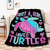 sea Turtle Blanket Just Girl Who Loves Turtles Soft Blankets and Throws Flannel Cozy Lightweight Quilt Gift Perfect for Bed Sofa Couch-50 x40 Small for Kids