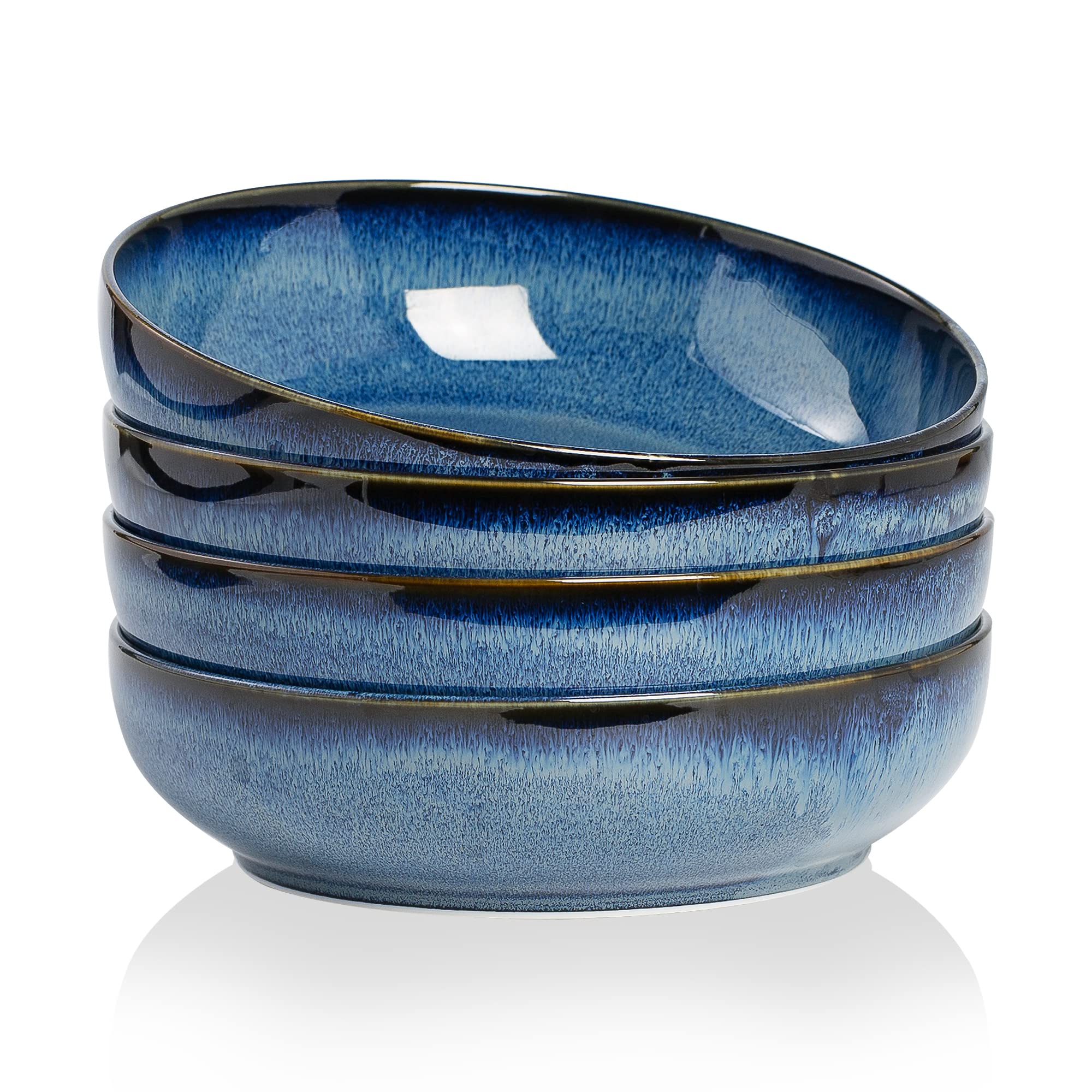 Photo 1 of KYBSCZ 30oz Ceramic bowls set of 4-8" serving bowls for Kitchen,Pasta,Salad-Dishwasher & Microwave Safe Perfect for Housewarming, Thanksgiving, Christmas-Royal Blue