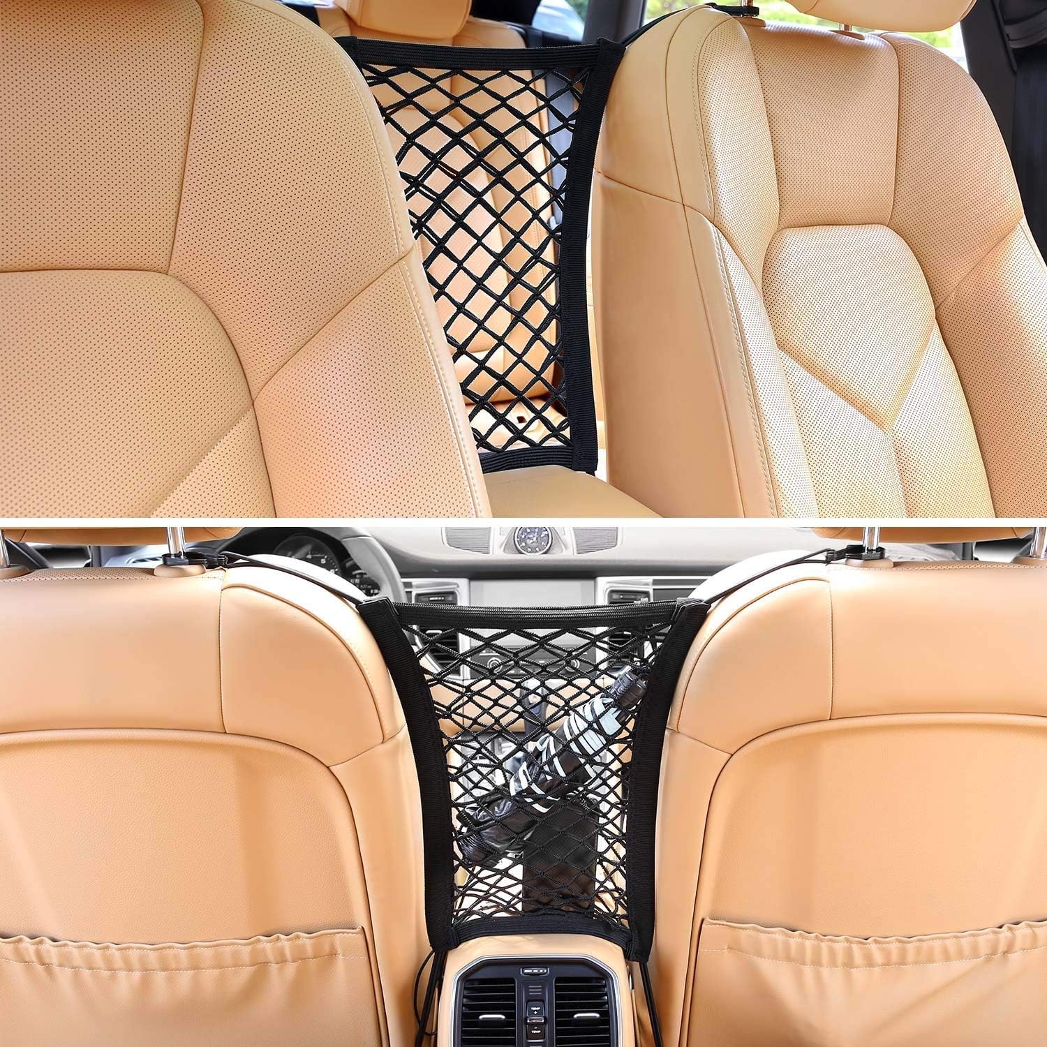 AUTOWN Car Dog Barrier, Dog Net for Car Between Seats, Pet Net Barrier Front Seat, Car Mesh Barrier Back Seat, Universal Stretchy Car Seat Storage Mesh Net : Pet Supplies