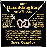To My Beautiful Granddaughter Necklace from Grandpa, Granddaughter Gift from Grandma, Graduation Gifts for Her, Birthday Christmas Gifts from Grandparent with Message Card and Gift Box