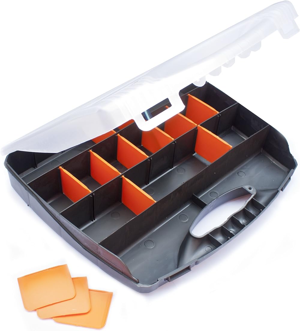 Toolzone Medium 380mm Divided Compartment Organiser Plastic Storage Case Box