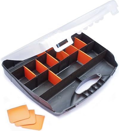 Toolzone Medium 380mm Divided Compartment Organiser Plastic Storage Case Box