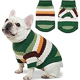 KAROKU Dog Sweater, Classic Turtleneck Knitted Striped Dog Sweaters, Warm Sweater for Winter, Soft Christmas Sweaters for Boy Girl, Dogs Clothes for Small/Medium Cats, Doggys (Green, Small)