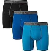 Hanes Men's Underwear Boxer Briefs or Long-Leg Boxer Briefs Pack, 3 Pack, No-Ride-Up, Stretch-Cotton Men Clothing