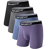 DAVID ARCHY Men's Underwear Breathable Rayon Made from Bamboo Boxer Briefs for Men 4 Pack with Fly