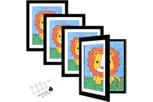 Veelot 4PK Kids Art Frames 8.5x11 Front Opening Changeable Kids Artwork Frames Great for Kids Drawings Storage Frames Children Art Projects Schoolwork Crafts Hanging Art Wall Decor (Black)