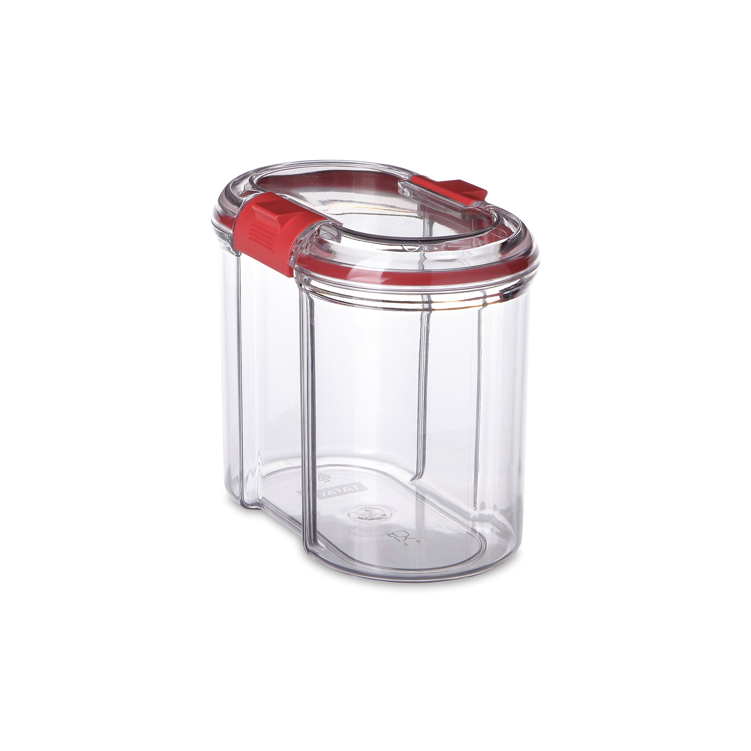TATAY Kitchen Storage Container 1 L | Clear Kitchen Canister | Airtight Seal | Stackable | BPA-Free Plastic | Dishwasher Safe | 9 x 15.5 x 13 cm, Red
