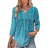 XIEERDUO Womens 3/4 Sleeve Tops 2026 V-Neck Summer Outfits Casual Pleated Shirts Blouses Beach Vacation Spring Clothes