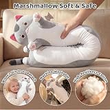 Mewaii 36in Long Cat Plush Pillow Gray Sleeping Hugging Plush Toy view 9