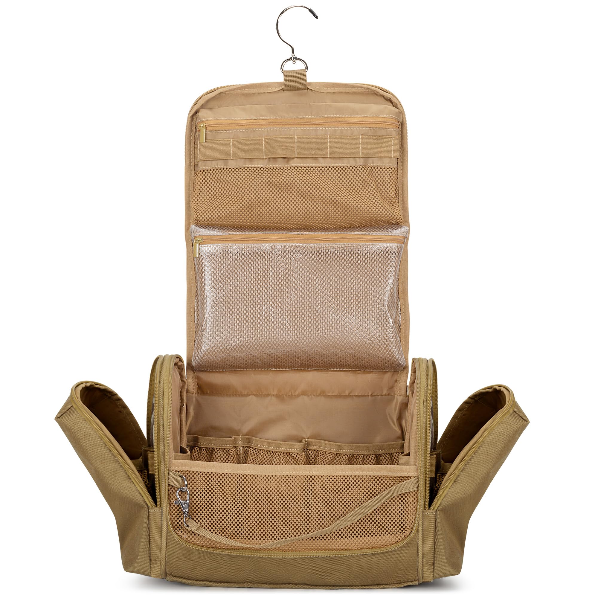 Photo 1 of Prokva Tactical Toiletry Travel Bag for Men, Hanging Dopp Kit Hygiene Bag Shower Organizer with Hook for Toiletries and Shaving Care, Khaki (Empty Bag)