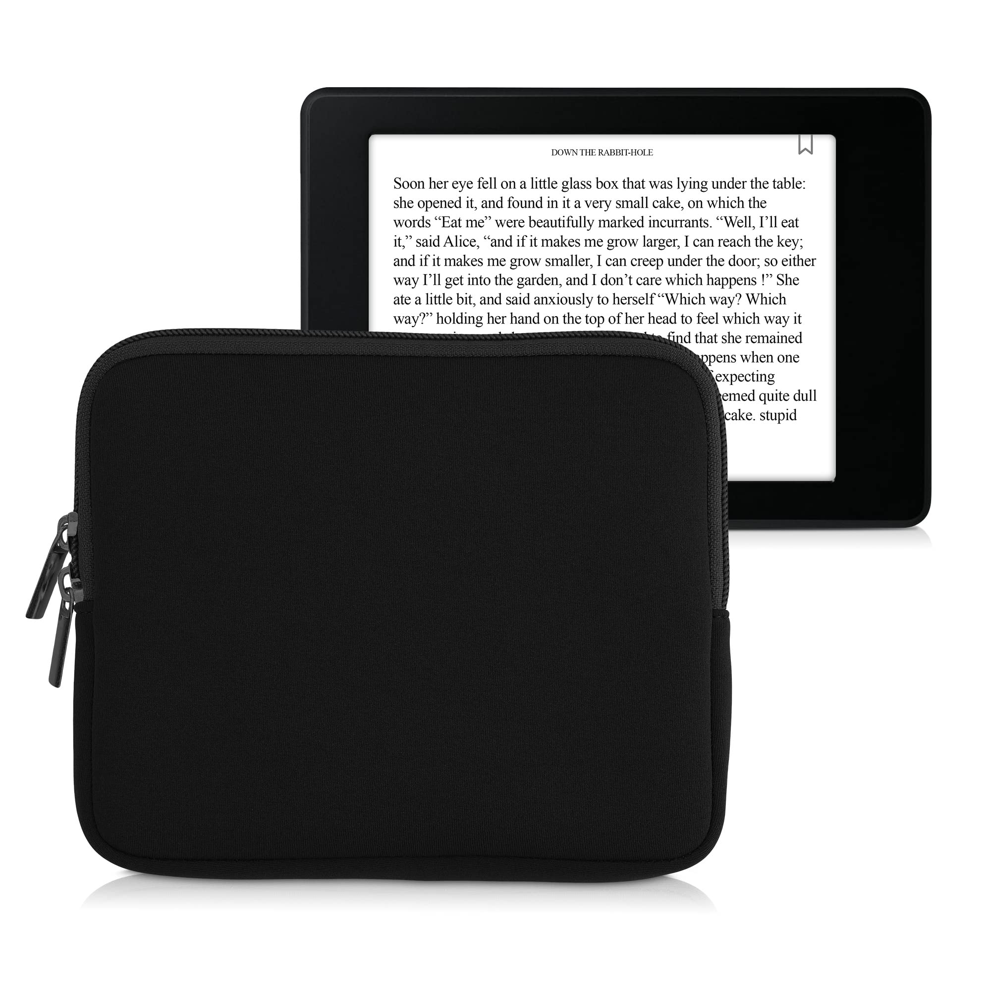 kwmobile Neoprene e-Reader Pouch Size 6,8-7" eReader - Universal eBook Sleeve Case with Zipper - Black — image 1