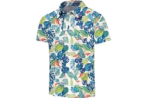 Silenroar Kids Hawaiian Shirt Boys Golf Polo Beach Top Tropical, Short Sleeve Aloha Printed Tee