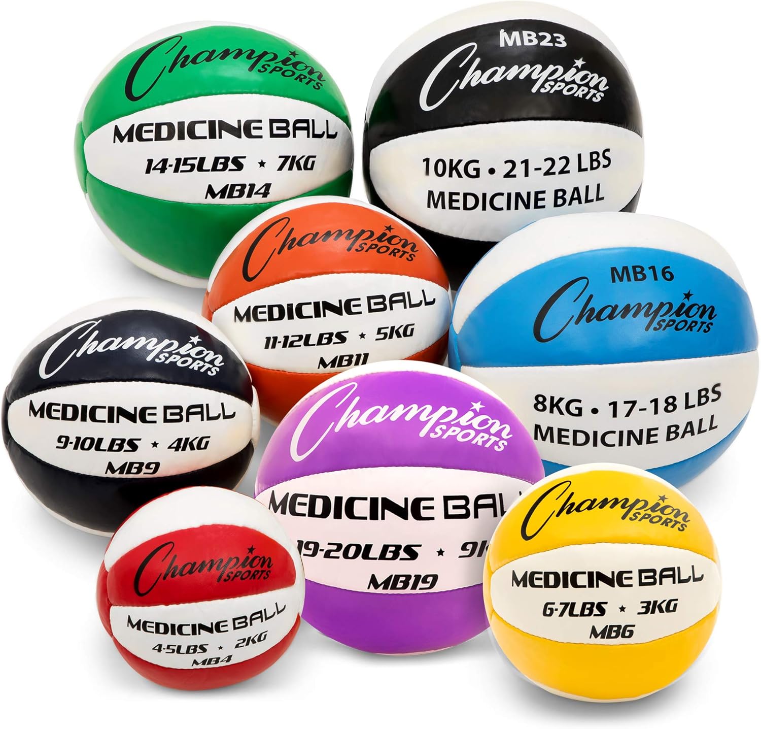 Champion Sports MB4 Exercise Medicine Balls, 4-5 lbs, Leather with No-Slip Grip for Weight Training, Stability, Plyometrics, Cross Training, Core Strength : Sports & Outdoors
