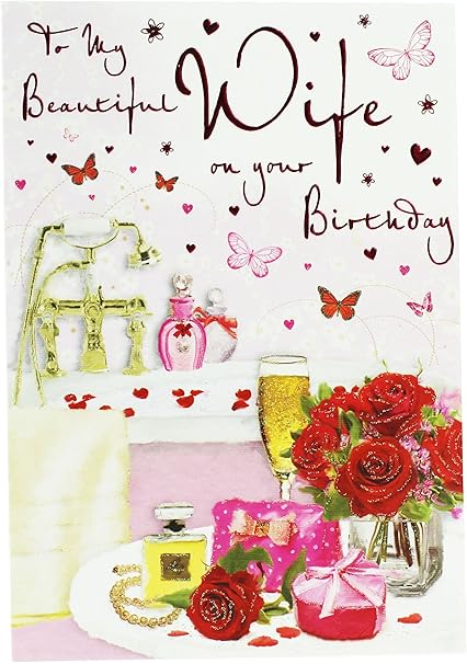 Biglietto Di Auguri Di Buon Compleanno Per Moglie Verse Donna Glitter Hallmark Girly Moderno Amazon It Cancelleria E Prodotti Per Ufficio