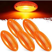 Partsam 5Pcs Cab Marker Roof Light 888-5125 Amber Lens Amber Light