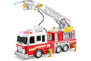 JOYIN Extra Large Toddler Fire Truck Toys for Boys with 33-inch Ladder, Lights & Sprinkler Pump, Big Emergency Vehicle, Kids Toys for Age 3, 4, 5, 6, 7, Christmas Birthday Gift for Grandkids