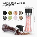 Rii Salt and Pepper Grinder Set, Adjustable Coarseness, Glass Body, 2 Pack view 3