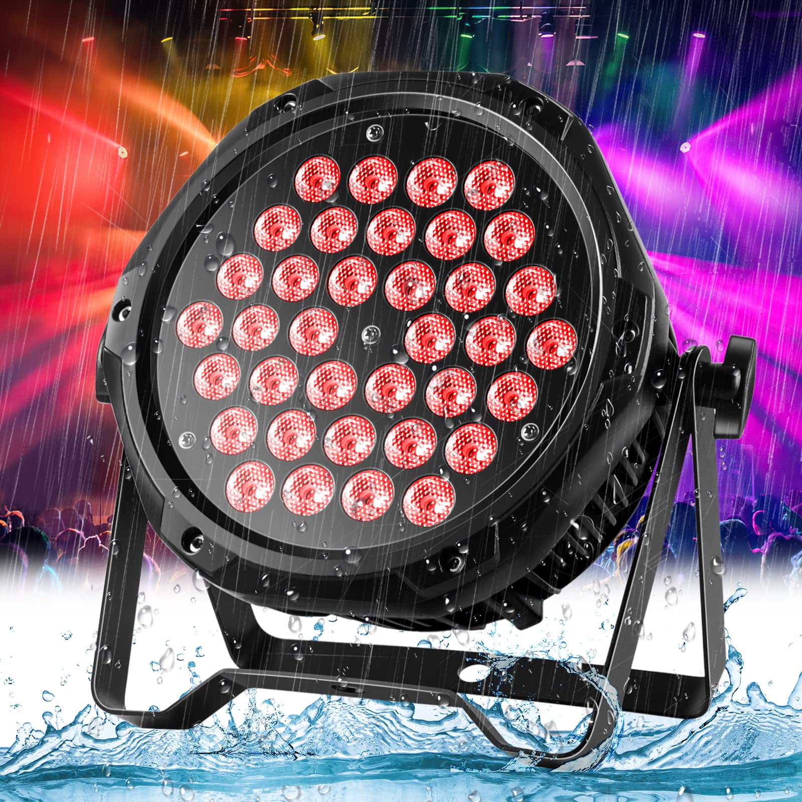 Photo 1 of LED Stage Lights IP67 Waterproof Par Lights, 36LED 180W RGB High Power HOLDLAMP Outdoor Uplights for Events with DMX Control Sound Activated for Party Bar Church DJ Wedding Live Show