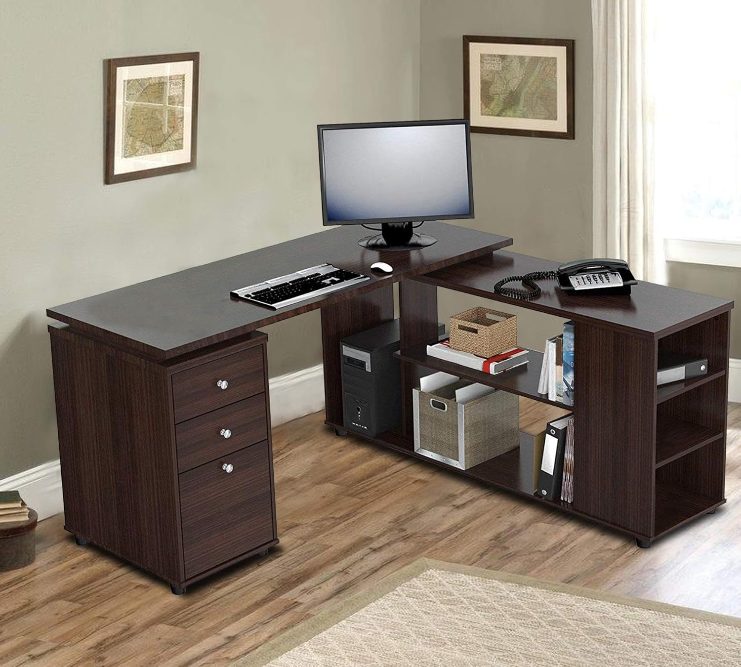 LakdiThe Furniture Co. Home Office Computer Study Desk/Table with Side