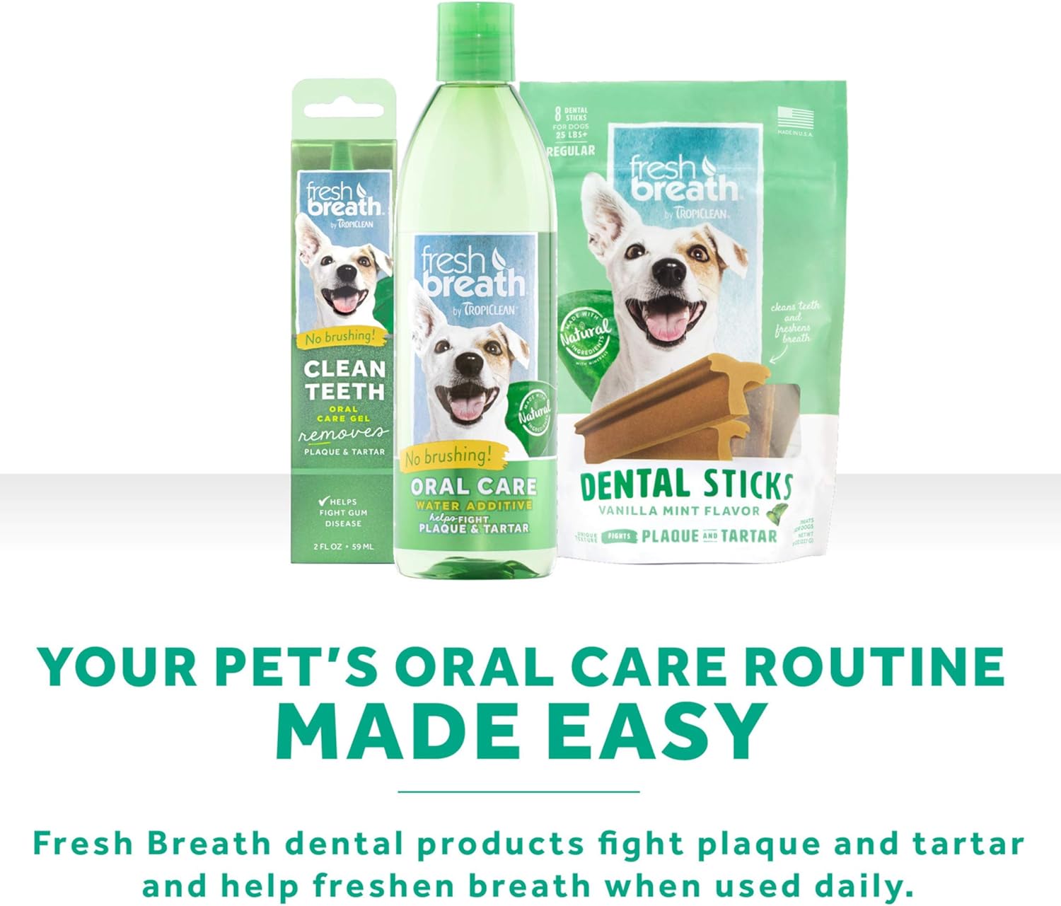 Fresh Breath by TropiClean No Brushing Clean Teeth Dental & Oral Care Dental Wipes for Pets, 50ct : Pet Supplies
