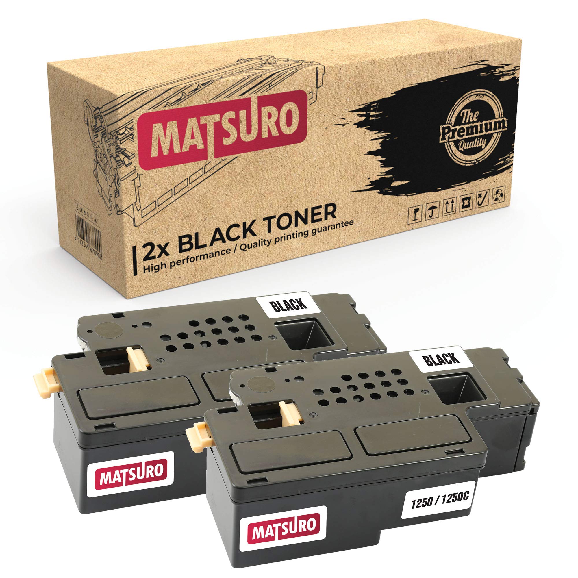 Matsuro Original | Compatible Toner cartridge Replacement for DELL 1250 1250C (2 BLACK)